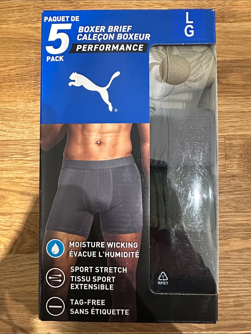 Puma Men's 5-Pack Performance Boxer Briefs - Gray, Black, Cream